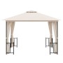 Gazebo con Teli Laterali e Doppio Tetto 3x3 m Crema