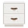 Comodino Bianco 40x34x45 cm in Legno Massello di Pino