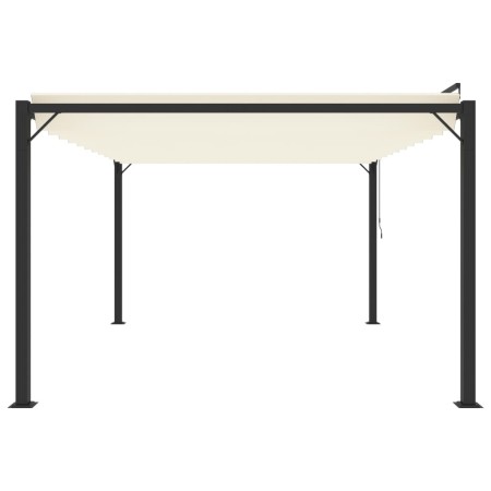 Gazebo con Tetto a Lamelle 3x4 m in Tessuto Crema e Alluminio