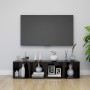 Mobili Porta TV 2pz Nero Lucido 37x35x37 cm Legno Multistrato