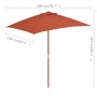 Ombrellone da Esterni con Palo in Legno 150x200 cm Terracotta