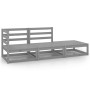 Set Divani da Giardino 3 pz Grigio in Legno Massello di Pino