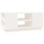 Tavolino da Salotto Bianco 90x49x40,5 cm Legno Massello di Pino