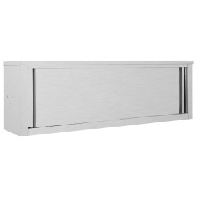 Armadio da Cucina ad Ante Scorrevoli 150x40x50cm Acciaio Inox