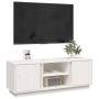 Mobile Porta TV Bianco 110x35x40,5 cm in Legno Massello di Pino