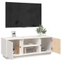 Mobile Porta TV Bianco 110x35x40,5 cm in Legno Massello di Pino