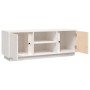 Mobile Porta TV Bianco 110x35x40,5 cm in Legno Massello di Pino