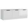 Mobile Porta TV Bianco Lucido 102x35x36,5 cm Legno Multistrato