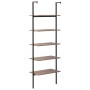 Scaffale Pendente 5 Livelli Marrone Scuro e Nero 64x35x185 cm