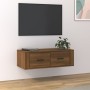 Mobile TV Pensile Rovere Marrone 80x36x25 cm Legno Multistrato